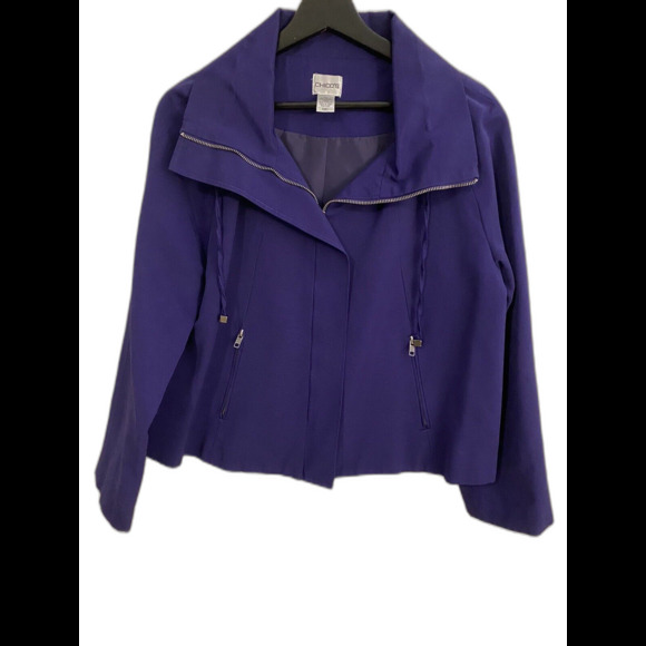 Chico's Jacket 1 (M-8) Purple Full Zip Lightweight Coat, Colorful, Coastal - Picture 2 of 9